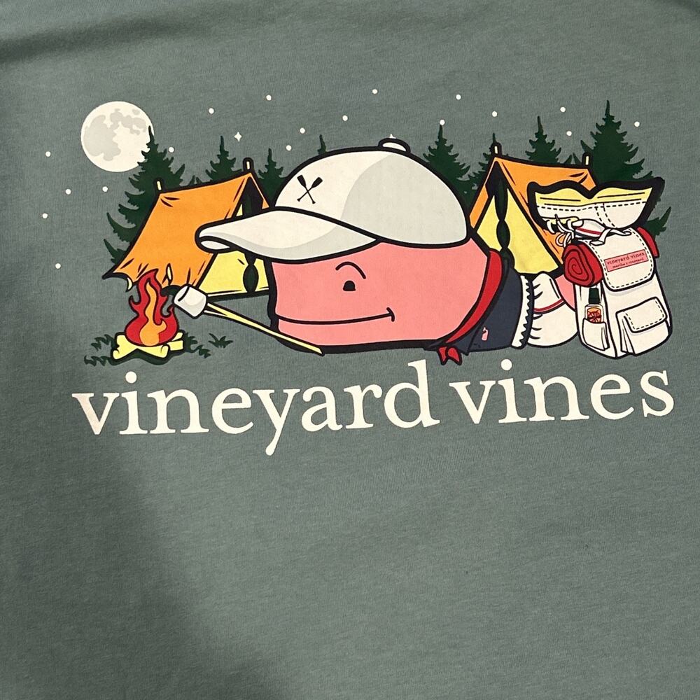 Vineyard Vines Girls Whale Pocket T Shirt green Large Camping Graphic Preppy Tee
